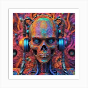 Psychedelic Biomechanical Freaky Wierdo From Another Dimension With A Colorful Background 6 Art Print