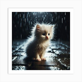 Kitten In The Rain 2 Art Print