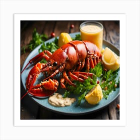 Lobster On A Plate Art Print