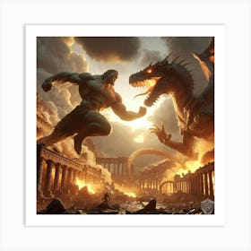 TItan Vs Dragon Art Print