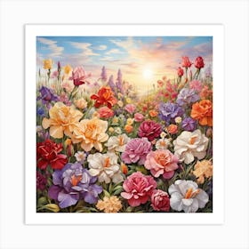 Flowers At Sunset Art Print