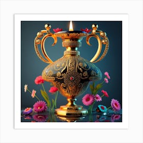 A vase of pure gold studded with precious stones 3 Art Print