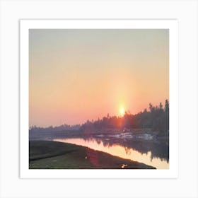 Sunset Over A River Art Print