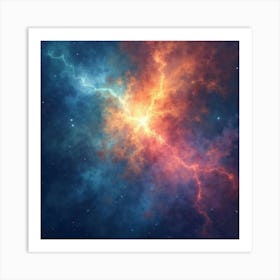 Watercolor Nebula With Glowing, Radiant Colors 1 Art Print