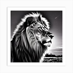 Lion In Black And White 7 Art Print