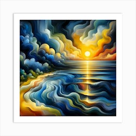 Sunset At The Beach Art Print