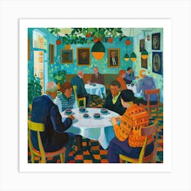 David Hockney Style. British Tea Room Series 6 Art Print