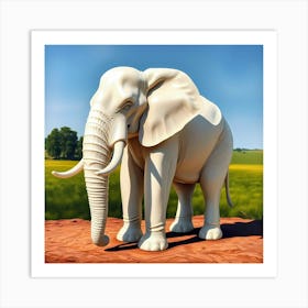 Elephant In The Field Art Print