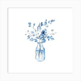 Watercolor Blue Floral 5 Art Print