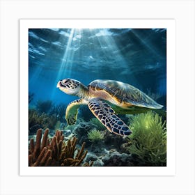 Sea Turtle In The Sea Art Print