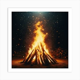 Bonfire At Night 1 Art Print