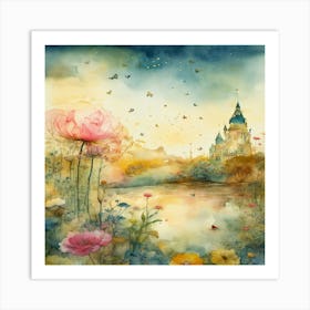 Watercolor Of A Castle Art Print