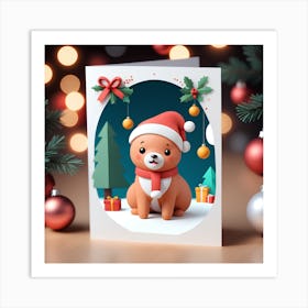 Santa Dog Art Print