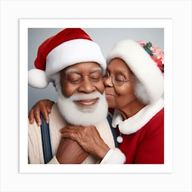 Santa Claus Couple Kissing Art Print