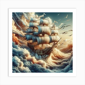 Ship In The Clouds 2 Art Print