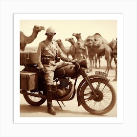 Soldier On A Motorcycle 1 Art Print