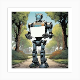 Robot Holding A Sign 1 Art Print