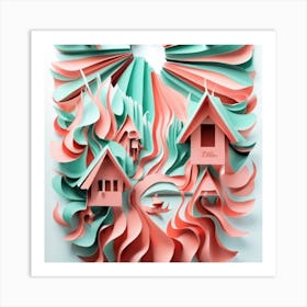 Paper Art Houses Art Print