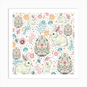 Easter Bunny Seamless Pattern Art Print