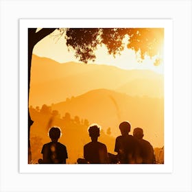 Children At Sunset Art Print