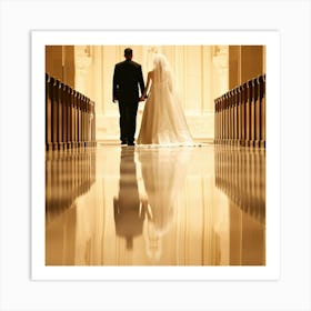 Bride And Groom Walking Down The Aisle 2 Art Print