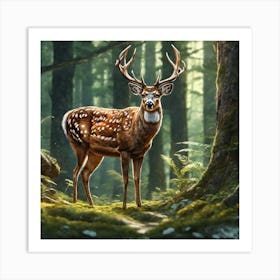 Deer In The Forest Ultra Hd Realistic Vivid Colors Highly Detailed Uhd Drawing Pen And Ink Pe (76) Art Print