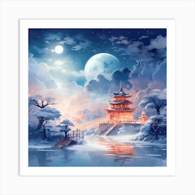 Ghibli Gleam Amidst Snow Art Print