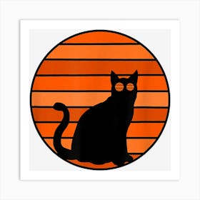 Retro Cat Halloween Art Print