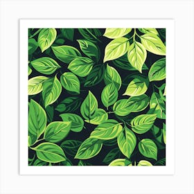 Seamless Pattern Of Green Leaves Art Print