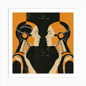 Face To Face Cyborgs Art Print