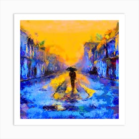 Alone In The Street Square Art Print