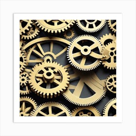 Gold Gears Background 7 Art Print