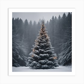 Christmas Tree In The Snow 5 Art Print