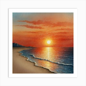 Sunset On The Beach 1 Art Print