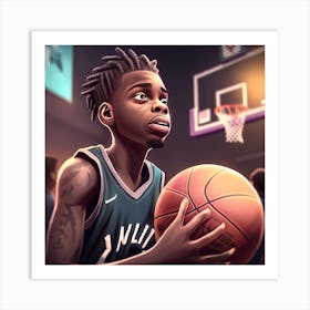 Basketball Player Holding A Basketball 1 Art Print
