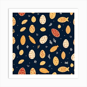 Easter Eggs Seamless Pattern Art Print Art Print