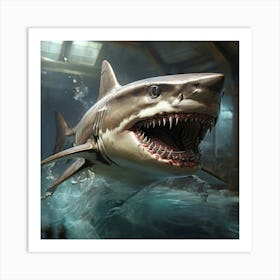 Shark In The Water Art Print