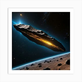 Yellow blue alien artifical asteroid floating in space 14 Art Print