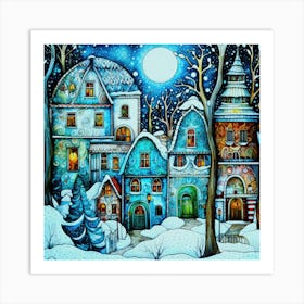 Snow Village - Christmas Village Art Print