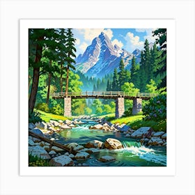 Bridge Over A Stream Art Print