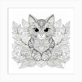 Cat Coloring Page 1 Art Print