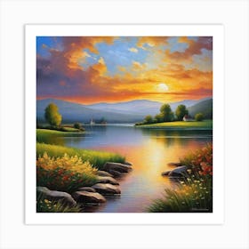 Sunset By The Lake 11 Art Print