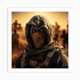 Soldier In The Desert Art Print