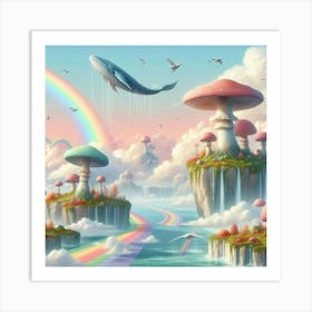 Rainbows And Mushrooms Art Print