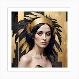 Showgirl Gold And Feathers Art Print