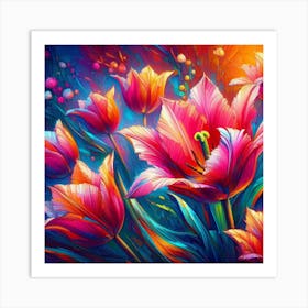 Colorful Tulips Art Print