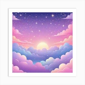 Sky With Twinkling Stars In Pastel Colors Square Composition 204 Art Print