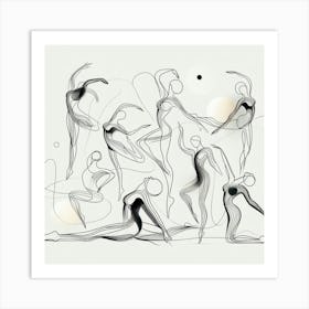 line art Dancers 3 Art Print