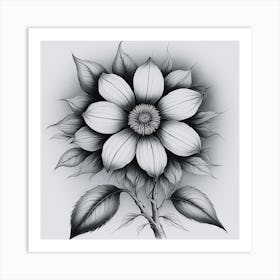 Black And White Flower Art Print