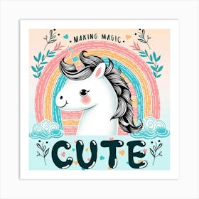 Cute Unicorn Art Print